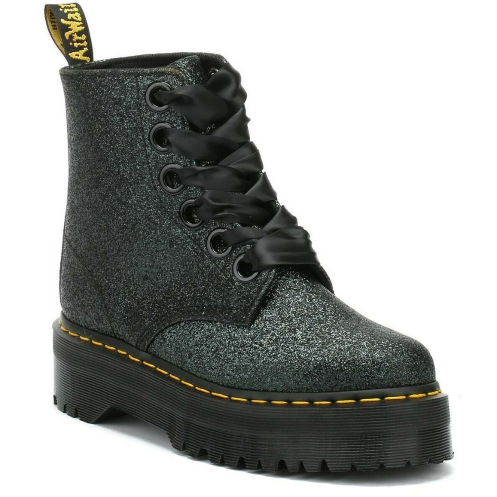 Dr Martens Molly Fine Glitter green/black size 10